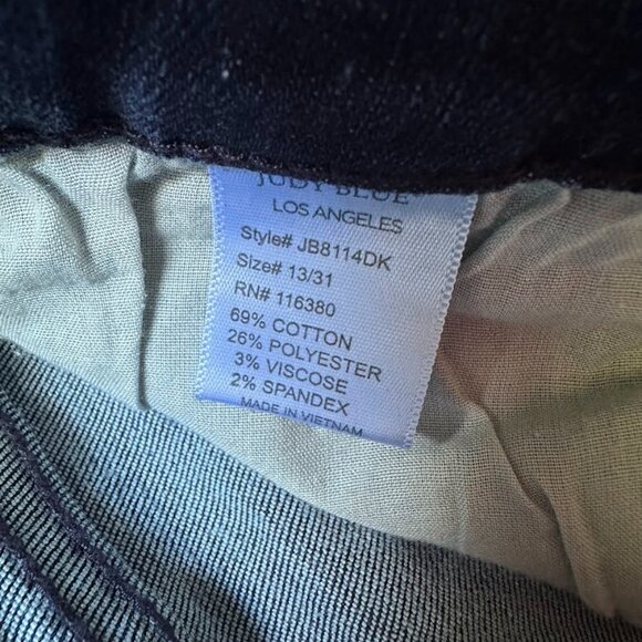 Judy Blue Navy Dark Wash High-Rise Boyfriend Jeans Size 13/31 Distressed Details - Picture 12 of 12